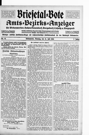Briesetal-Bote vom 21.07.1908
