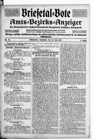 Briesetal-Bote vom 26.06.1909