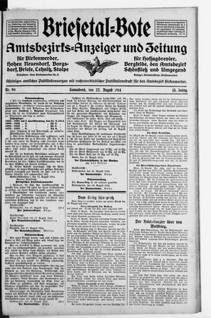 Briesetal-Bote vom 22.08.1914