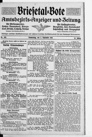 Briesetal-Bote vom 02.09.1915