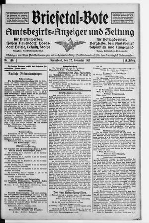 Briesetal-Bote vom 27.11.1915