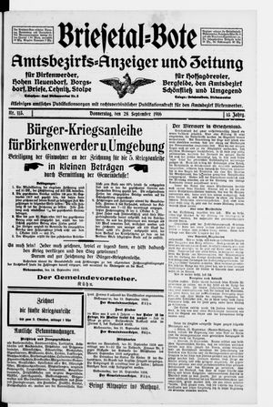Briesetal-Bote on Sep 28, 1916