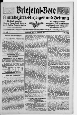 Briesetal-Bote vom 22.11.1917