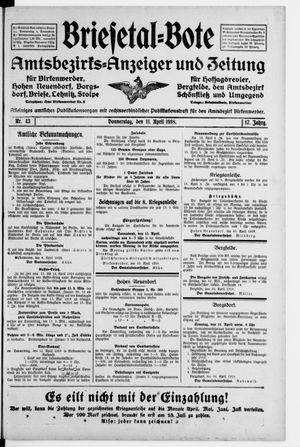 Briesetal-Bote on Apr 11, 1918