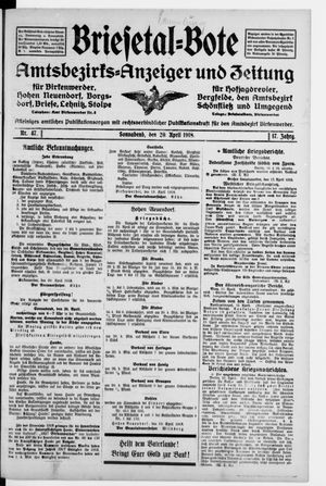 Briesetal-Bote on Apr 20, 1918
