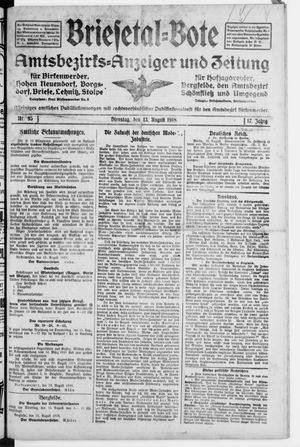 Briesetal-Bote vom 13.08.1918