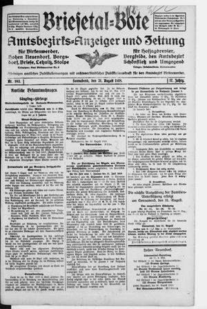 Briesetal-Bote vom 31.08.1918