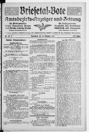 Briesetal-Bote vom 21.09.1918