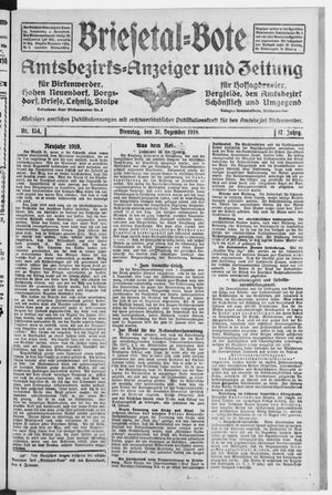 Briesetal-Bote vom 31.12.1918