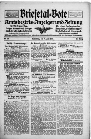 Briesetal-Bote vom 19.06.1919