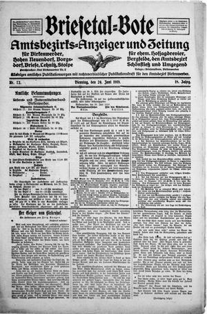 Briesetal-Bote vom 24.06.1919