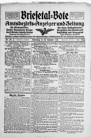 Briesetal-Bote vom 30.09.1920