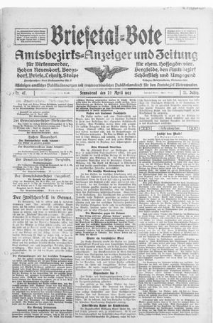 Briesetal-Bote vom 22.04.1922