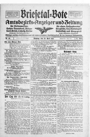 Briesetal-Bote vom 25.04.1922