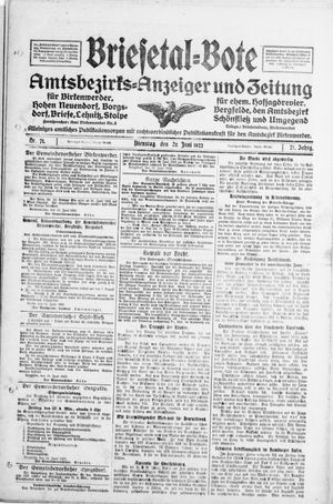 Briesetal-Bote vom 20.06.1922