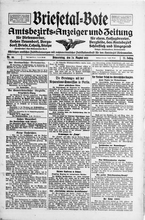 Briesetal-Bote vom 24.08.1922