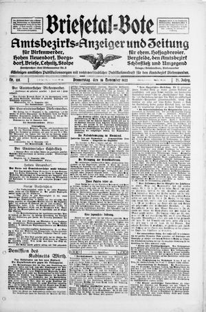 Briesetal-Bote vom 16.11.1922
