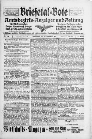 Briesetal-Bote vom 18.11.1922