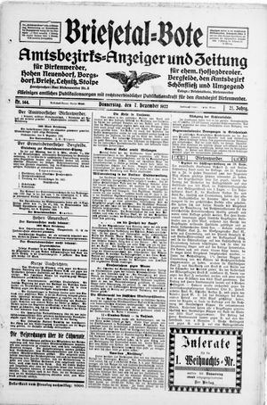 Briesetal-Bote vom 07.12.1922