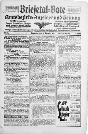 Briesetal-Bote vom 28.12.1922