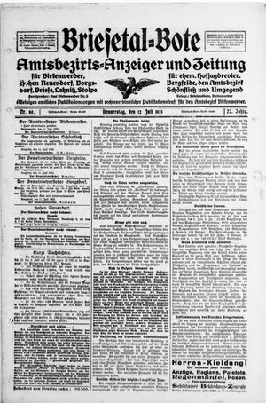 Briesetal-Bote vom 12.07.1923
