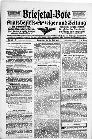 Briesetal-Bote vom 29.05.1924