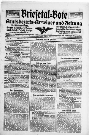 Briesetal-Bote vom 24.07.1924