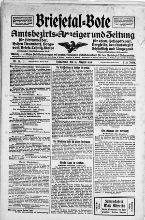 Briesetal-Bote vom 16.08.1924