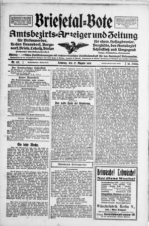 Briesetal-Bote vom 17.08.1924