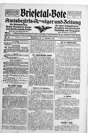 Briesetal-Bote vom 27.11.1924