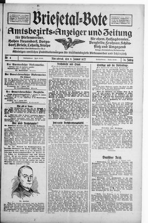Briesetal-Bote vom 08.01.1927