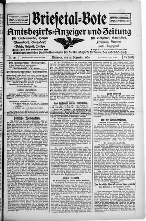 Briesetal-Bote vom 25.12.1929