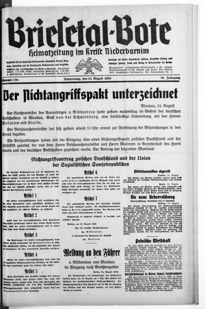 Briesetal-Bote vom 24.08.1939