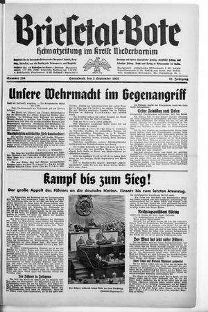 Briesetal-Bote vom 02.09.1939