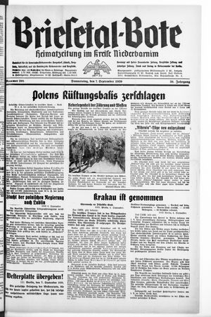Briesetal-Bote vom 07.09.1939