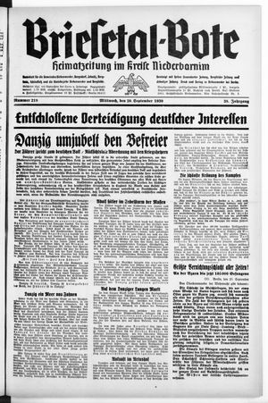 Briesetal-Bote vom 20.09.1939