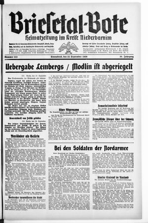 Briesetal-Bote vom 23.09.1939