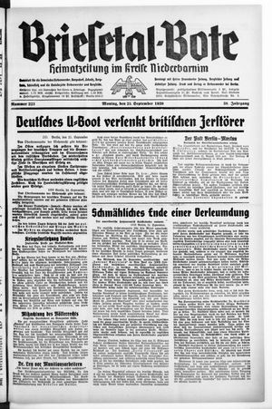 Briesetal-Bote vom 25.09.1939
