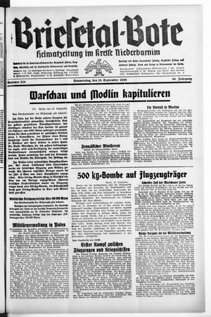 Briesetal-Bote vom 28.09.1939