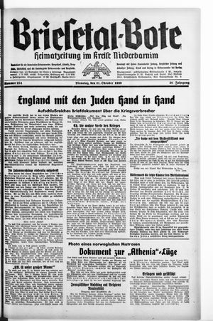 Briesetal-Bote vom 31.10.1939