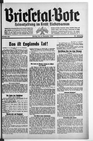 Briesetal-Bote vom 10.11.1939