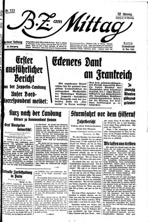 BZ am Mittag on May 18, 1929