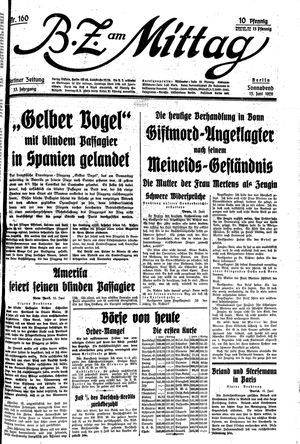 BZ am Mittag on Jun 15, 1929