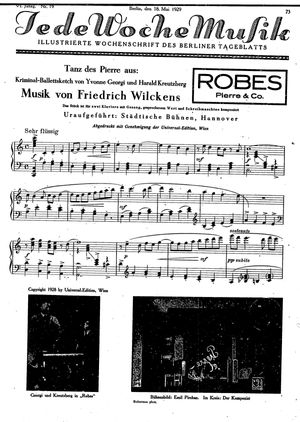 Jede Woche Musik vom 18.05.1929