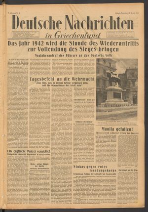 Deutsche Nachrichten in Griechenland vom 03.01.1942