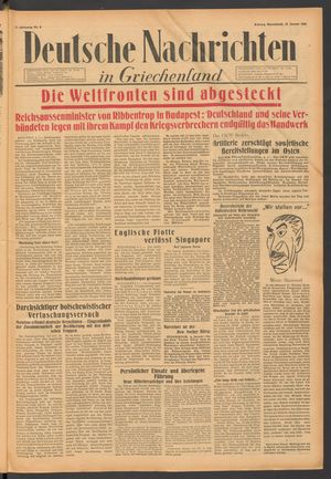 Deutsche Nachrichten in Griechenland vom 10.01.1942