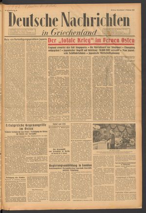 Deutsche Nachrichten in Griechenland vom 07.02.1942
