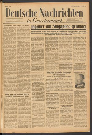 Deutsche Nachrichten in Griechenland vom 10.02.1942