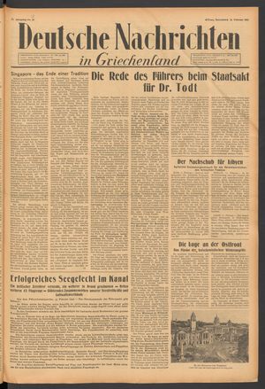 Deutsche Nachrichten in Griechenland vom 14.02.1942