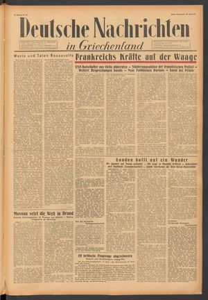 Deutsche Nachrichten in Griechenland vom 18.04.1942